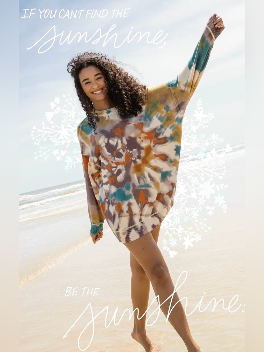 Natural Life Sunset Tie-Dye Cotton Oversized Tunic Sweater S/M